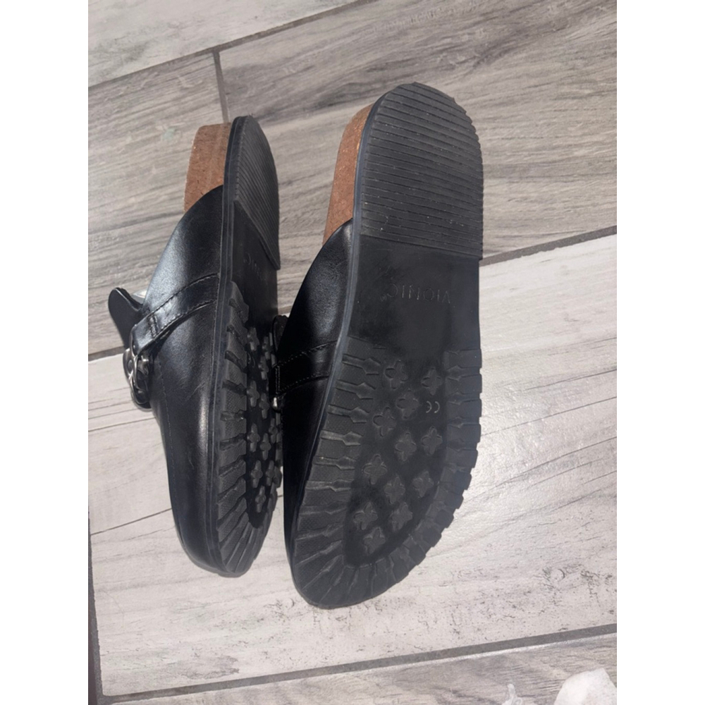 Vionic Boho Bikercore Cork Black Leather Mule Clog built Orthotic Comfort Size 6 - Picture 6 of 9